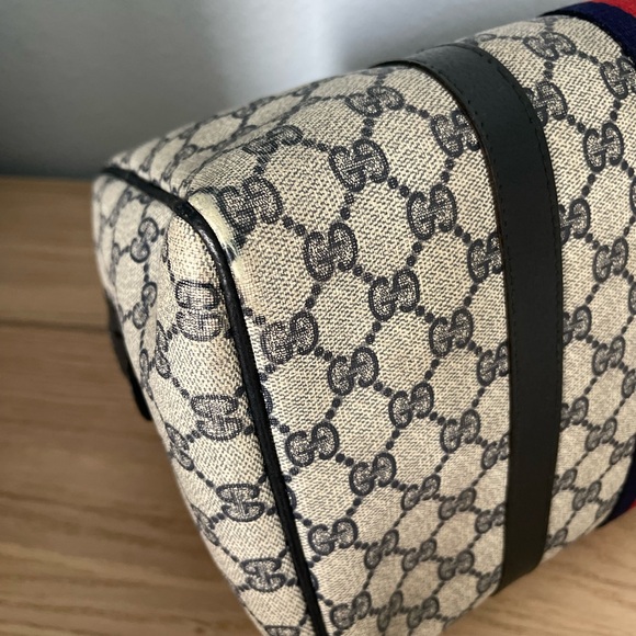 Gucci Vintage Sherry Line Guccissima Canvas Leather Trim Boston Bag - Picture 9 of 14